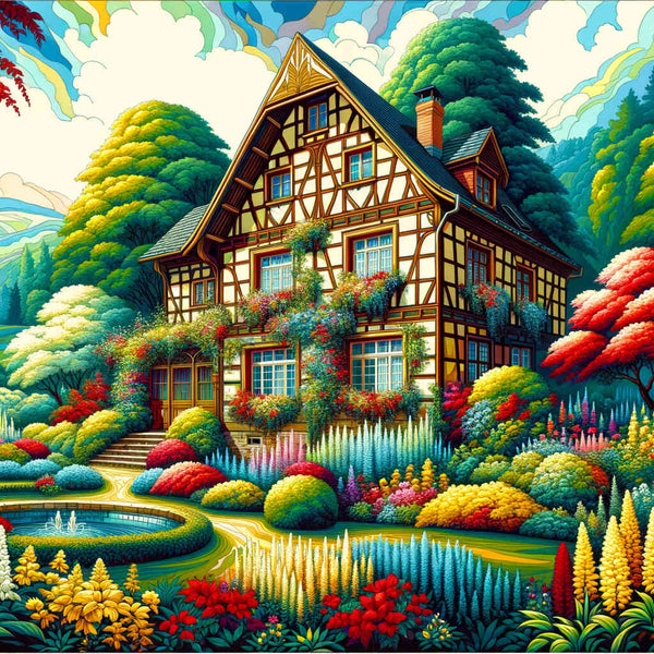 Fairy tale villa with garden - Paint by Numbers