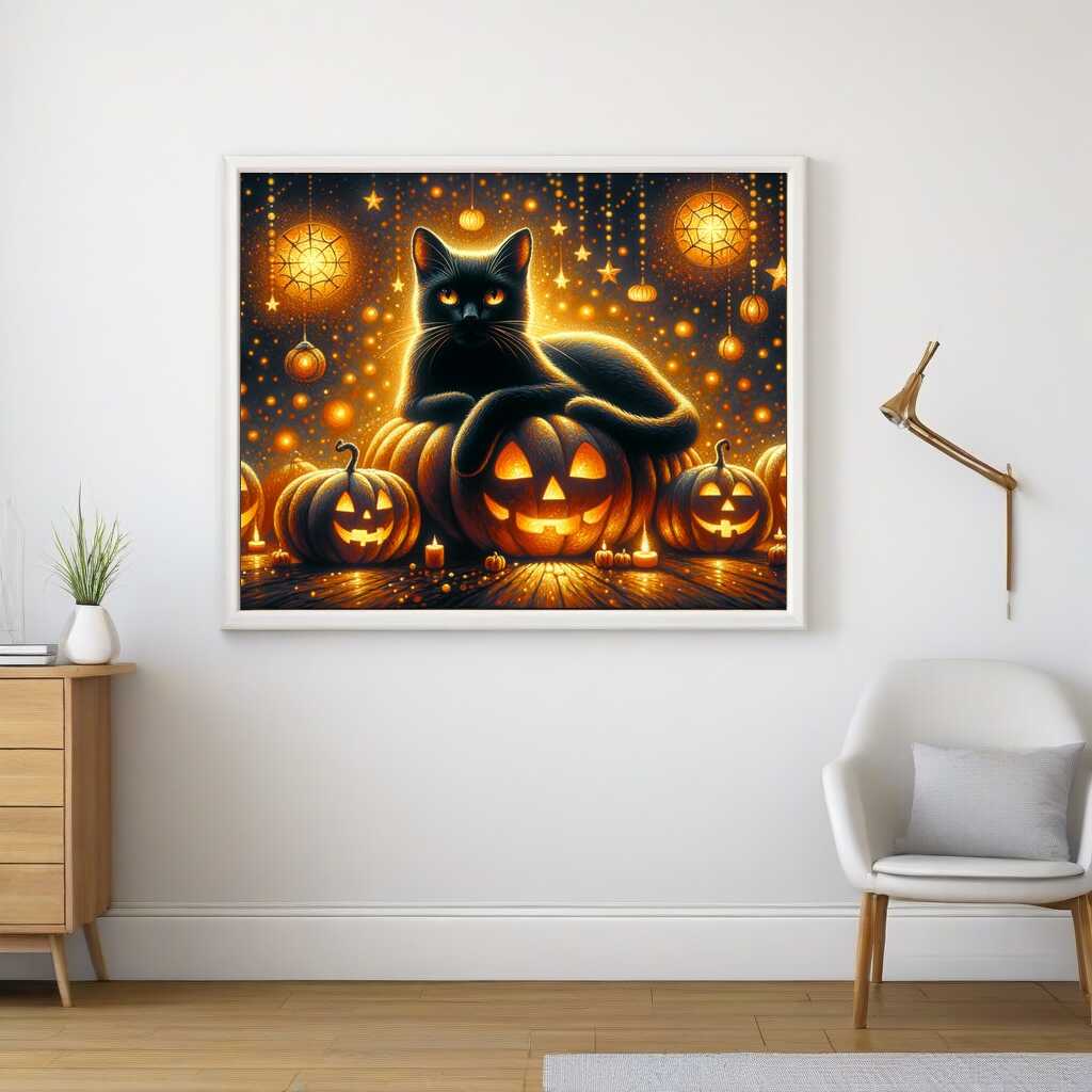 Cat with pumpkin - Paint by Numbers
