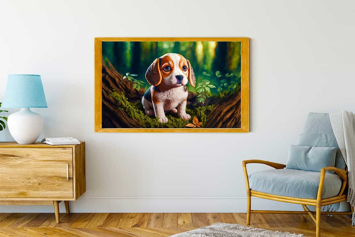 Malen nach Zahlen - Kleiner Welpe, Wald - hochwertige Leinwand - Horizontal, Hund, Tiere
