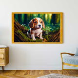 Malen nach Zahlen - Kleiner Welpe, Wald - hochwertige Leinwand - Horizontal, Hund, Tiere