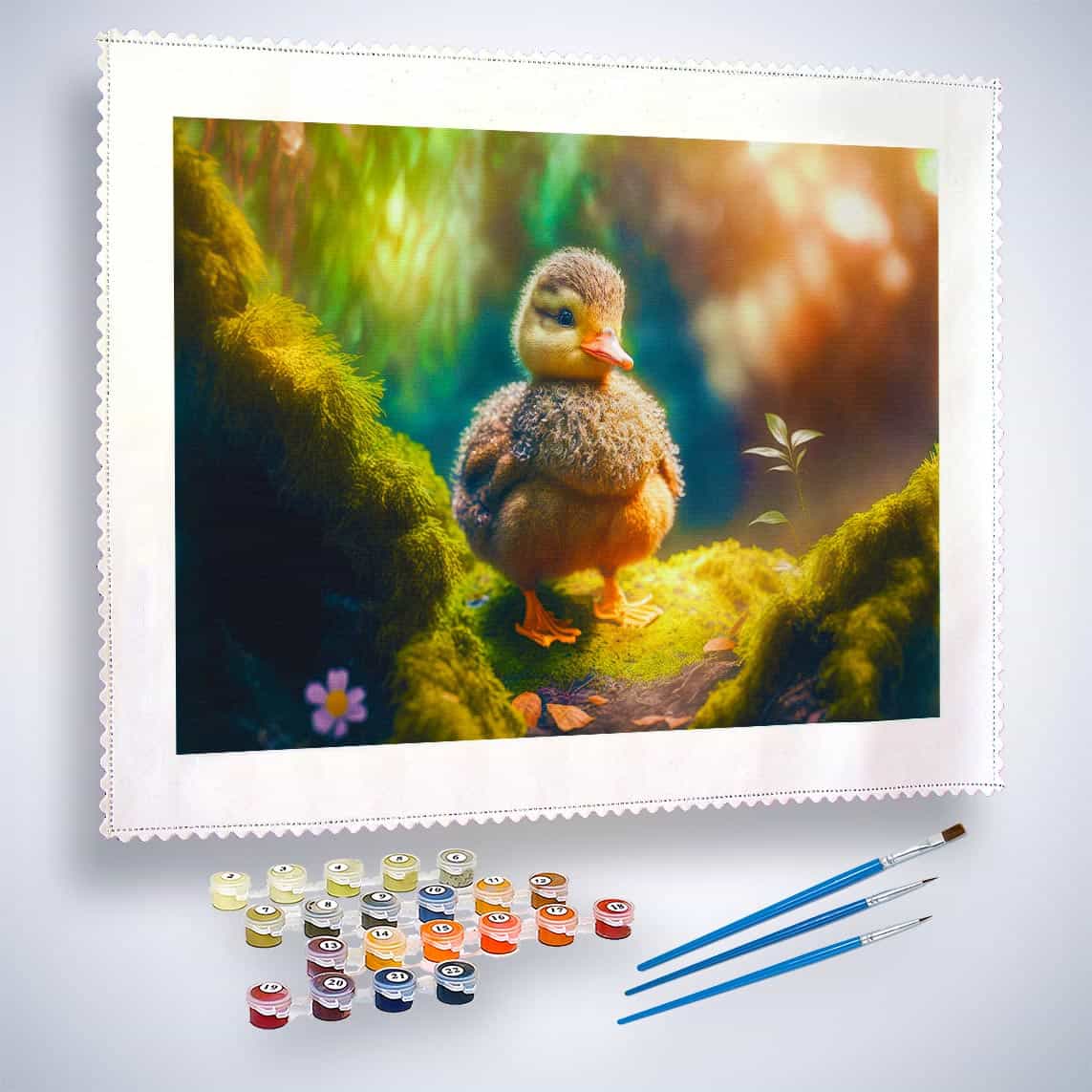 Malen nach Zahlen - Ente im Wald - hochwertige Leinwand - Ente, Horizontal, Tiere