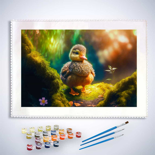 Malen nach Zahlen - Ente im Wald - hochwertige Leinwand - Ente, Horizontal, Tiere