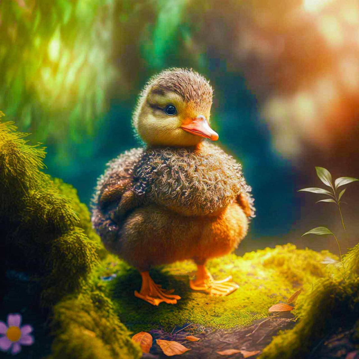 Malen nach Zahlen - Ente im Wald - hochwertige Leinwand - Ente, Horizontal, Tiere