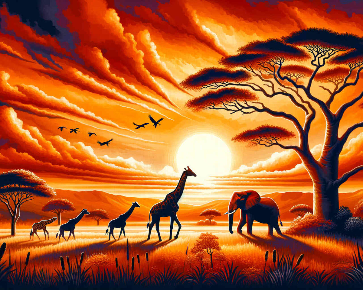 Sunset, Africa - Paint by Numbers