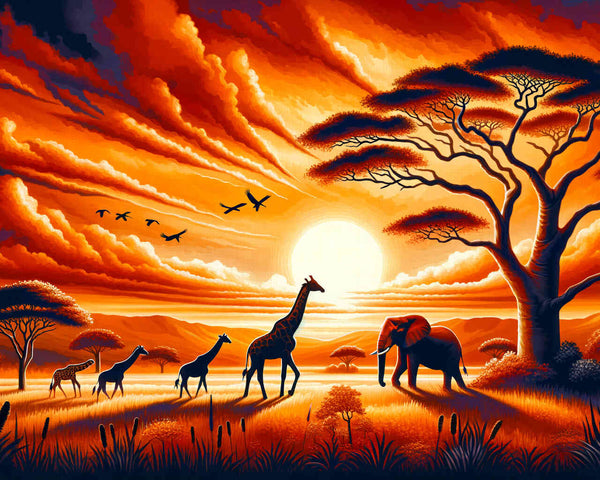Sunset, Africa - Paint by Numbers