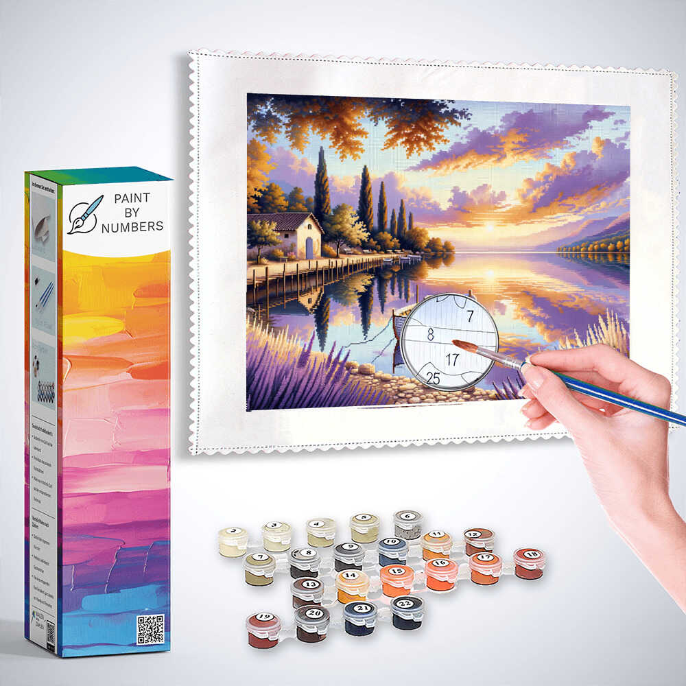 Paint by Numbers - Boat on the lake shore