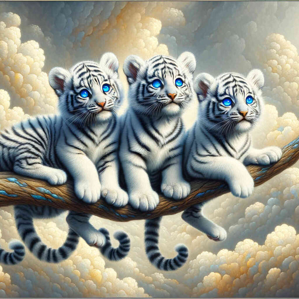 Paint by Numbers - Three tigers, branch