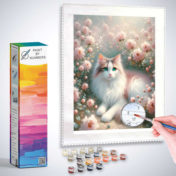 Paint by Numbers - Pink Flower Cat