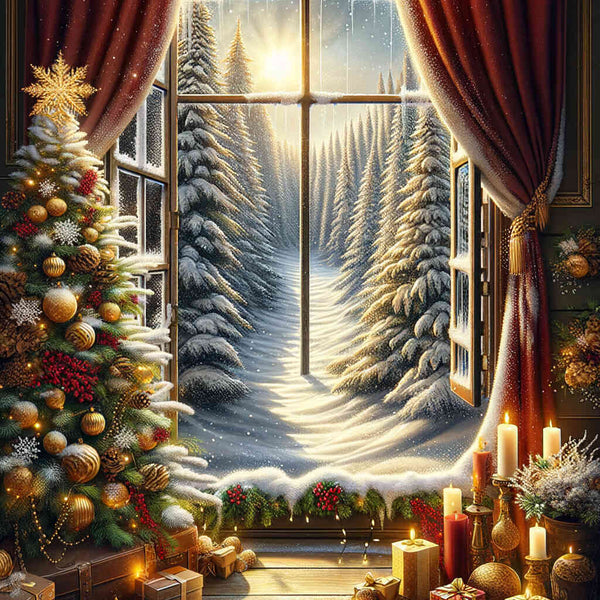 Paint by Numbers - Window in the Winter Forest
