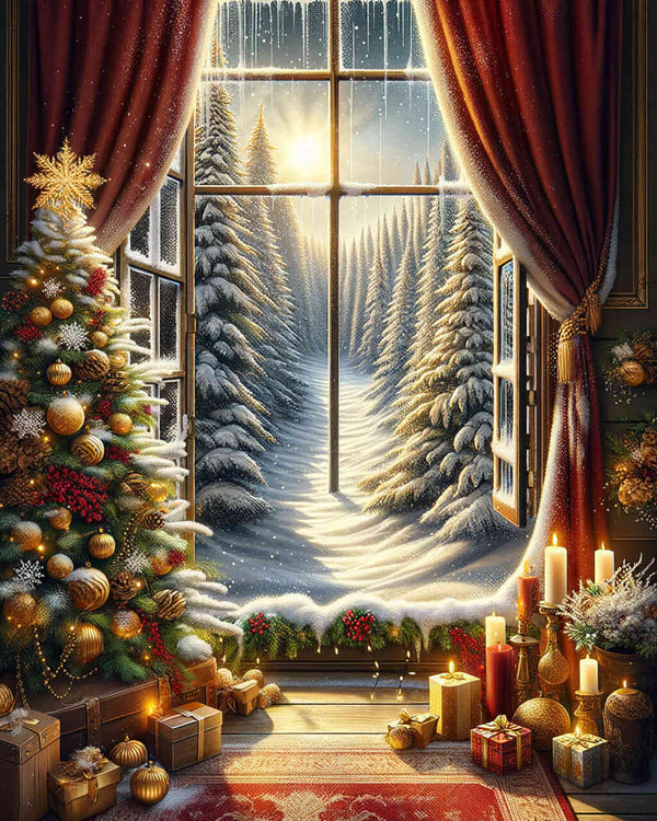 Paint by Numbers - Window in the Winter Forest