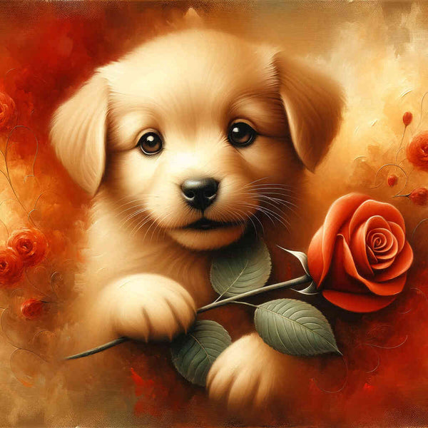 Dog with rose - Paint by Numbers