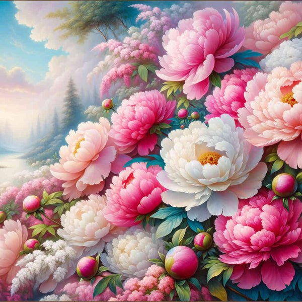 Paint by Numbers - Pink bouquet, peonies