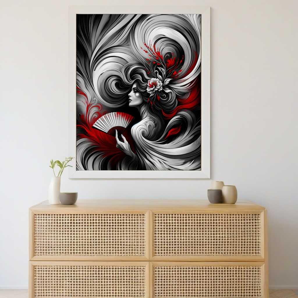 Paint by Numbers - Woman Black and White and Red