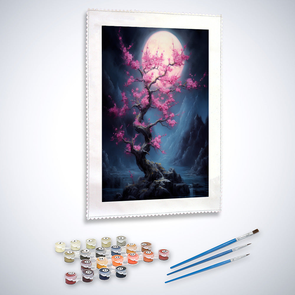 Peach blossom, moonlight - Paint by Numbers