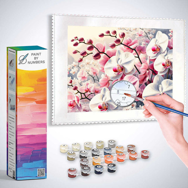 Paint by Numbers - Pink and white orchids