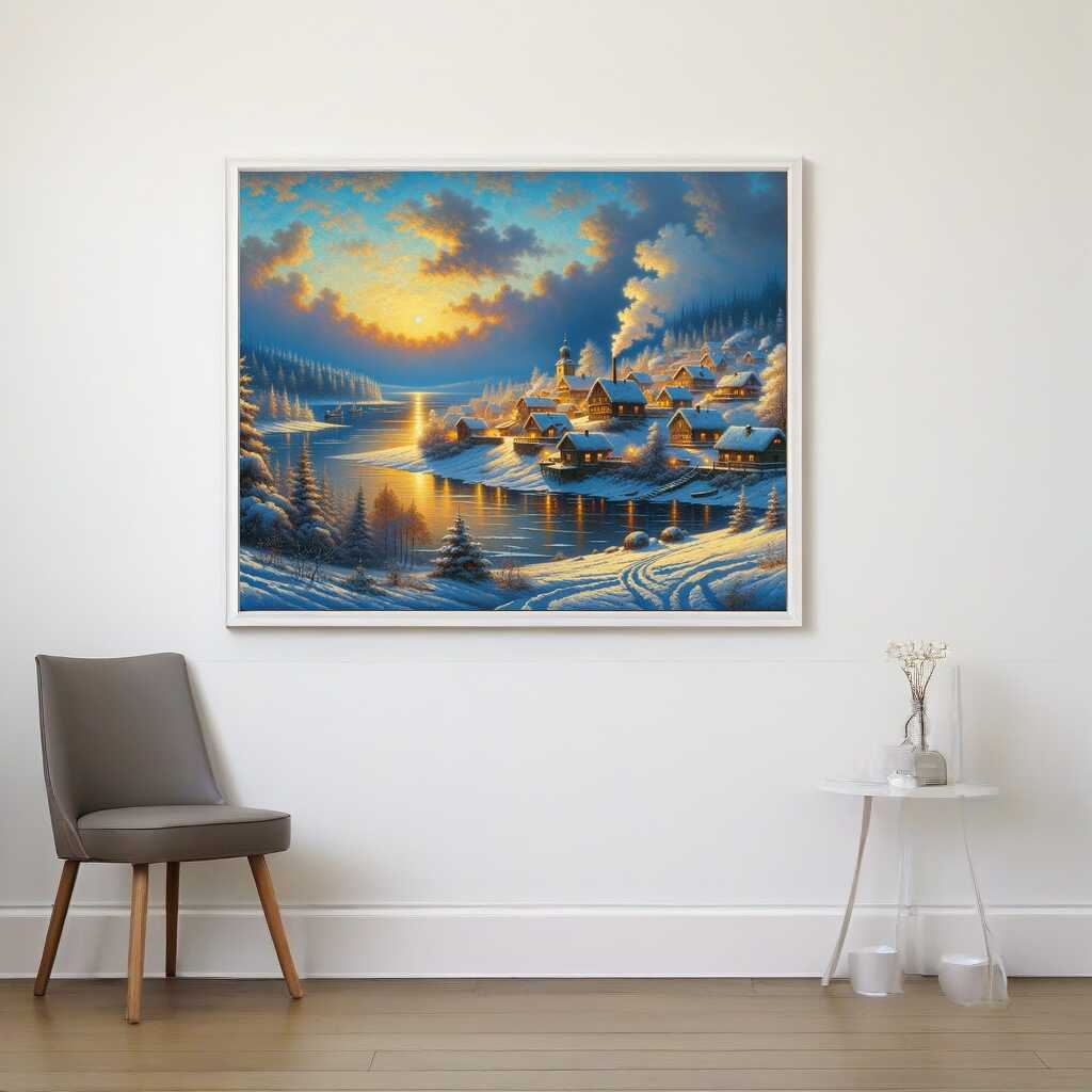 Winter landscape, village - Paint by Numbers