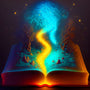 AB Diamond Painting - Magic book with glowing path and trees. Sparkling art for Paint by Numbers enthusiasts.