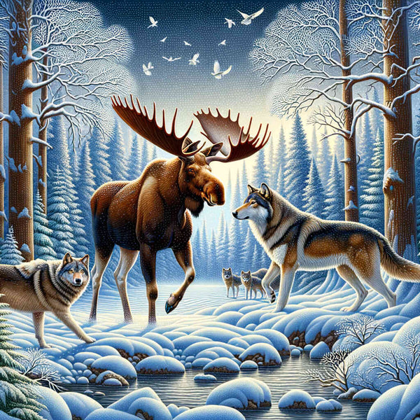Moose, wolves - Paint by Numbers