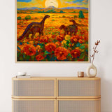 AB Diamond Painting - Dinosaurier auf Blumenfeld - gedruckt in Ultra-HD - AB Diamond, Dinosaurier, Neu eingetroffen, Quadratisch
