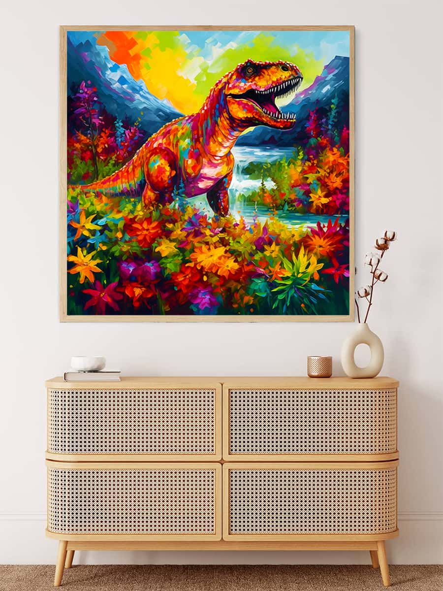 AB Diamond Painting - T-Rex bunt - gedruckt in Ultra-HD - AB Diamond, Dinosaurier, Neu eingetroffen, Quadratisch