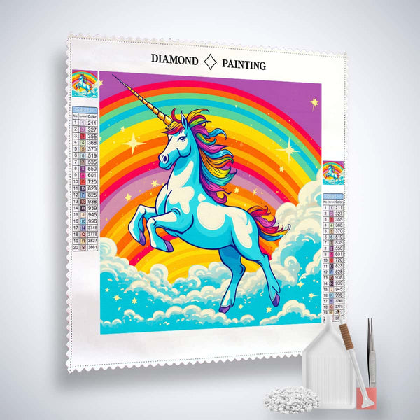 AB Diamond Painting - Einhorn farbenfroh bunt - gedruckt in Ultra-HD - AB Diamond, Einhorn, Fantasy, Neu eingetroffen, Quadratisch