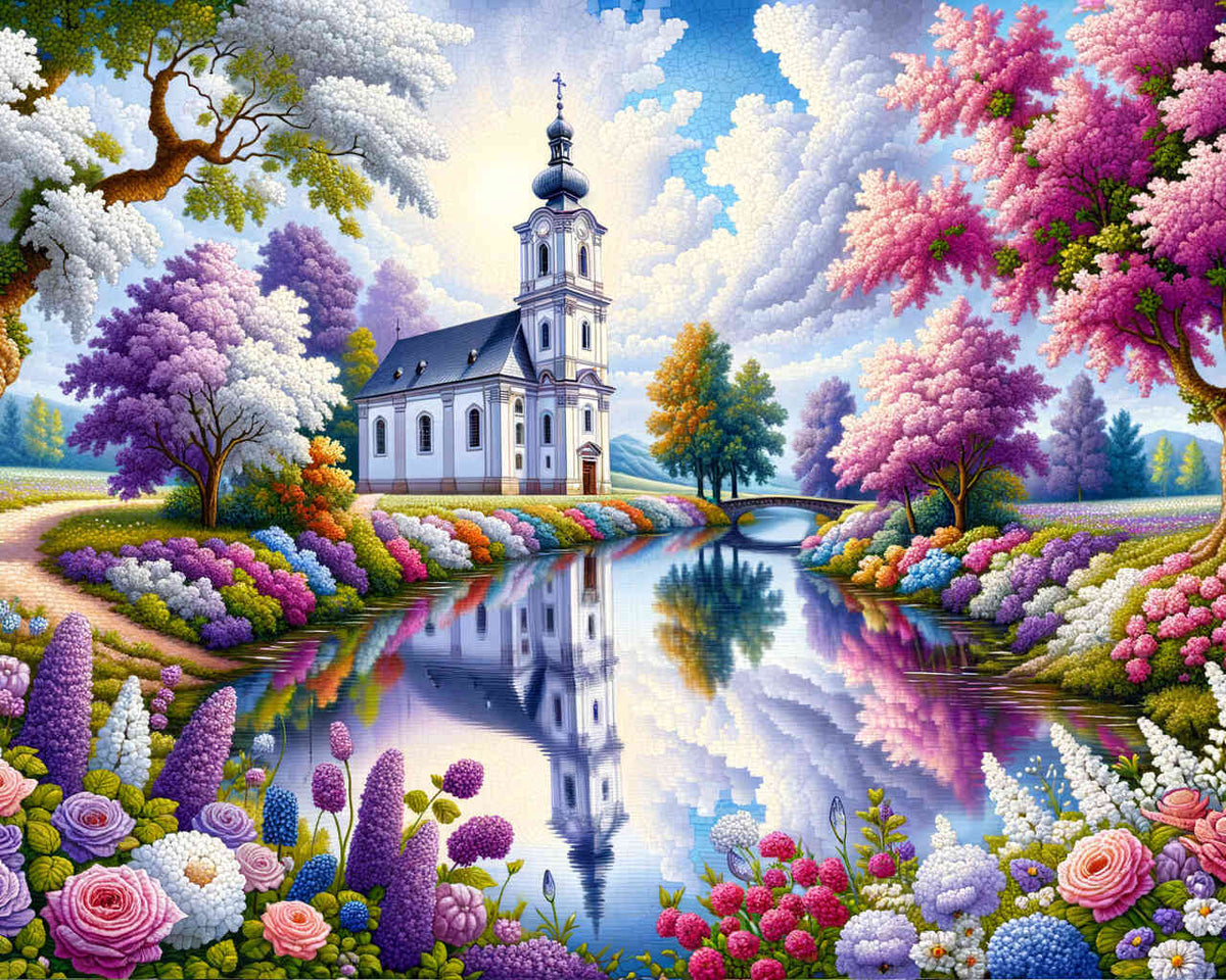 Paint by Numbers - Church by the river