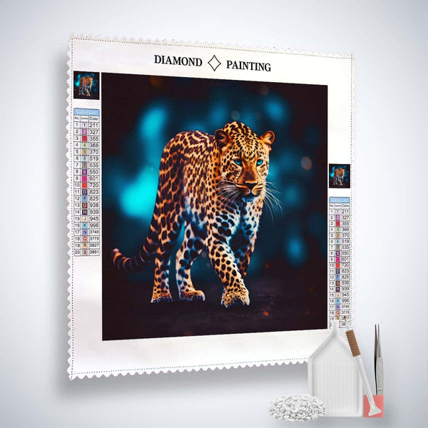 Diamond Painting - Leopard Frontal laufend - gedruckt in Ultra-HD - Leopard, Neu eingetroffen, Quadratisch, Tiere