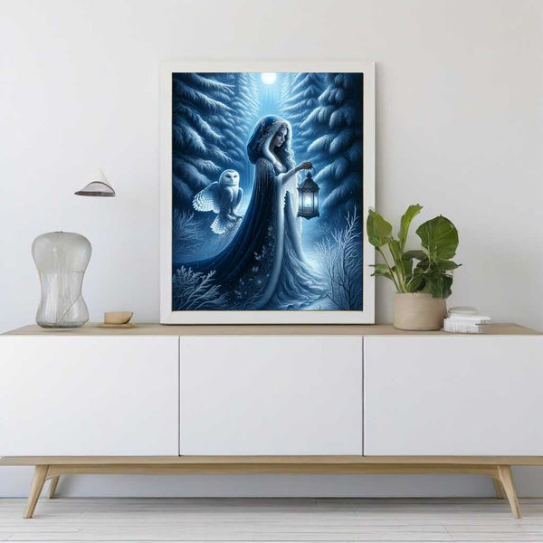 Paint by Numbers - Woman with Lantern Snow Owl