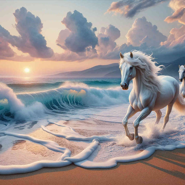 Paint by Numbers - White horses by the sea