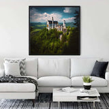 Malen nach Zahlen - Schloss Neuschwanstein im Grünen - hochwertige Leinwand - 170523, landschaft, Neu eingetroffen, Quadratisch, Schloss Neuschwanstein, sehenswürdigkeiten