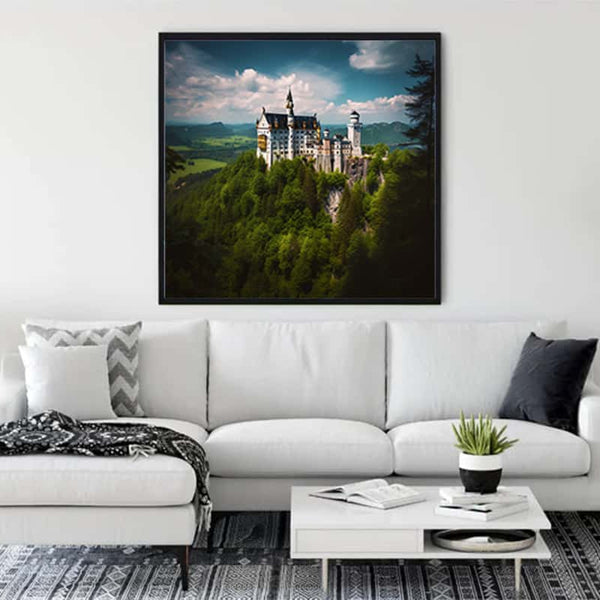 Malen nach Zahlen - Schloss Neuschwanstein im Grünen - hochwertige Leinwand - 170523, landschaft, Neu eingetroffen, Quadratisch, Schloss Neuschwanstein, sehenswürdigkeiten