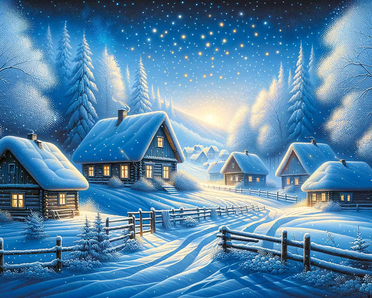 Snowy village - Paint by Numbers