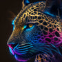 AB Diamond Painting - Leopard Color Play, vibrant digital art of a leopard with colorful patterns, paint by numbers kit.