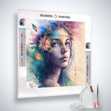 Diamond Painting Proud Beauty paint by numbers kit with vibrant colors and included tools for creating sparkling art