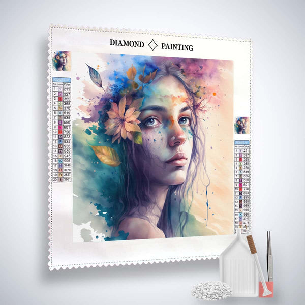 Diamond Painting Proud Beauty paint by numbers kit with vibrant colors and included tools for creating sparkling art