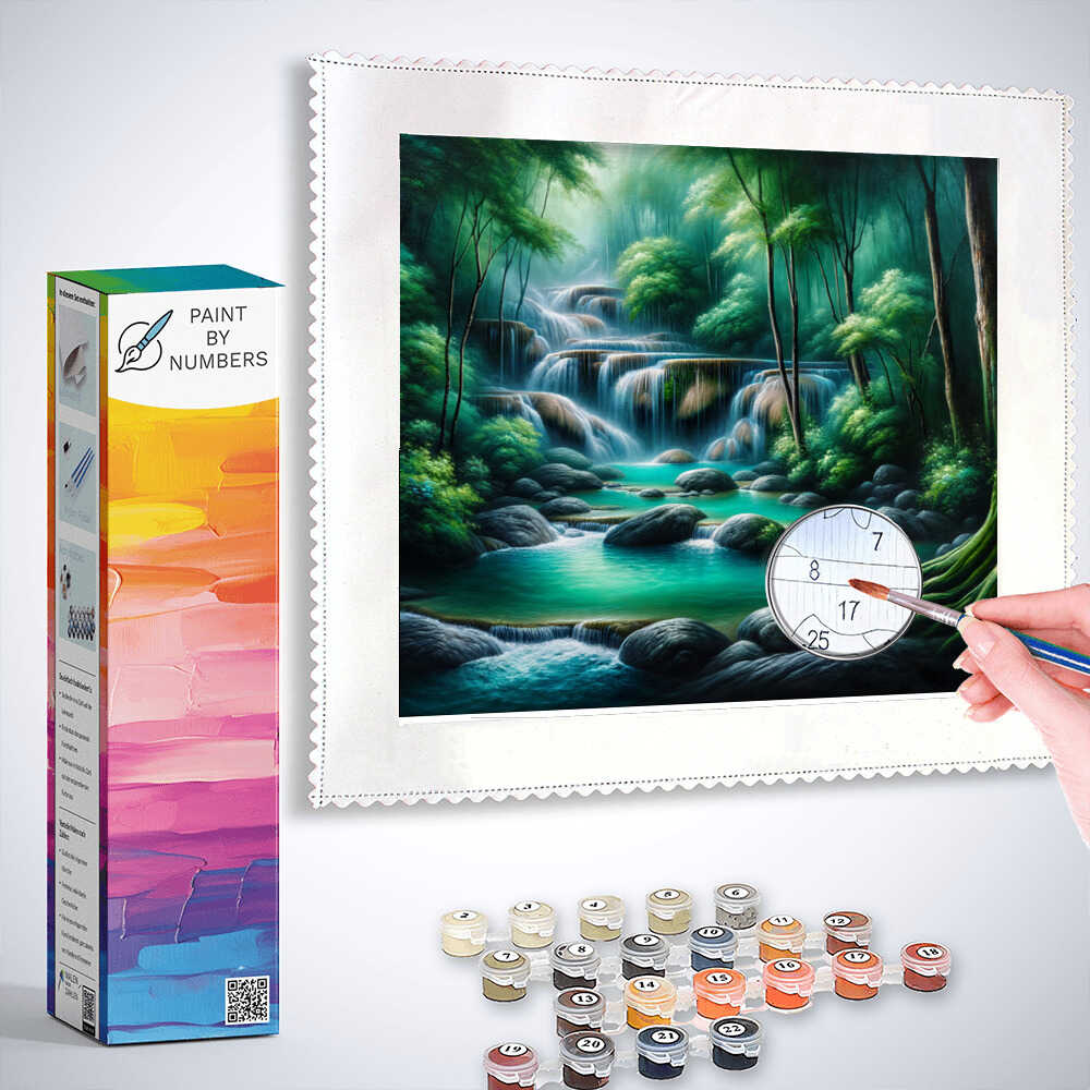 Paint by Numbers - Waterfall with Stones – DIY Paint by Numbers