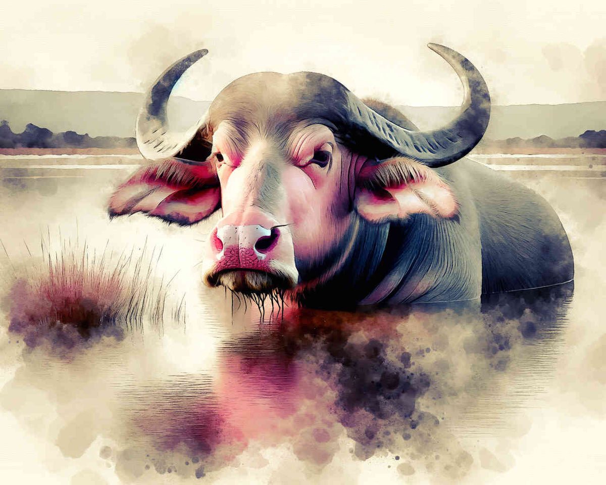 Paint by Numbers - Watercolor water buffalo