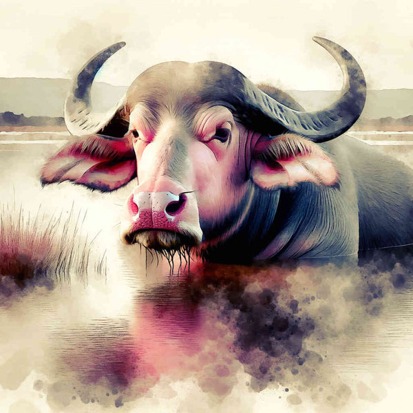 Paint by Numbers - Watercolor water buffalo