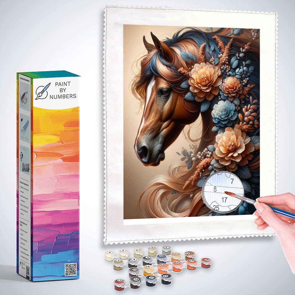 Paint by Numbers - Horse with Flowers