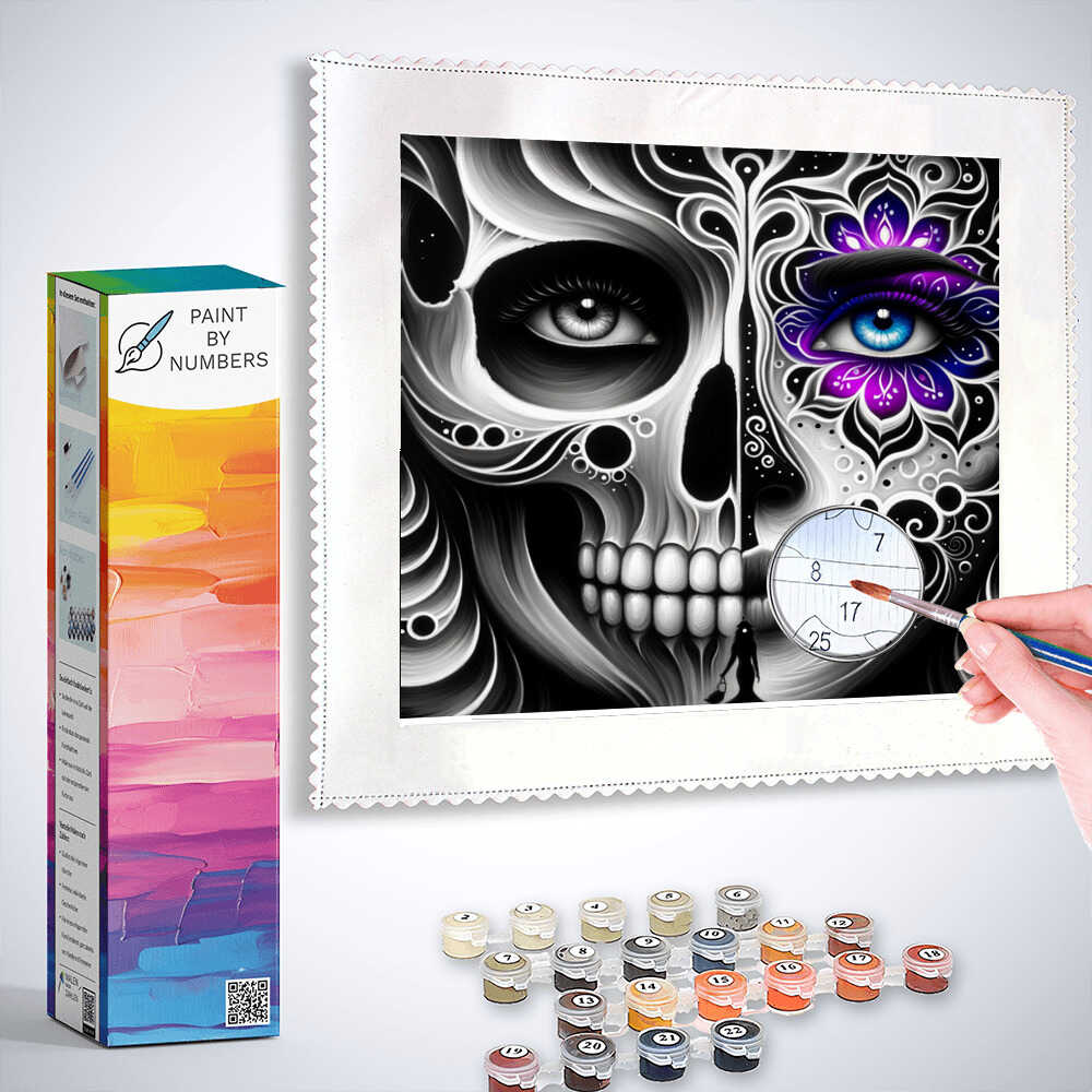 Paint by Numbers - Loose Muertos Black and White and Purple