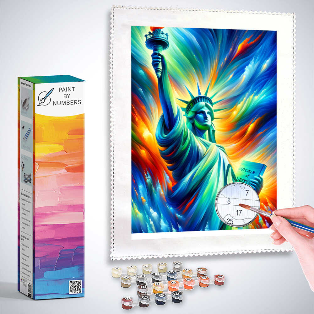 Freedom statue, colorful