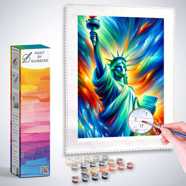 Freedom statue, colorful