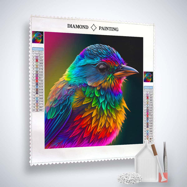 Diamond Painting Kit - Colorful Bird Sideways on Canvas with Tools for Paint by Numbers