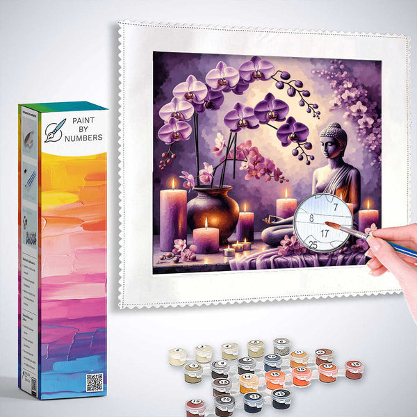 Paint by Numbers - Purple orchid with candles
