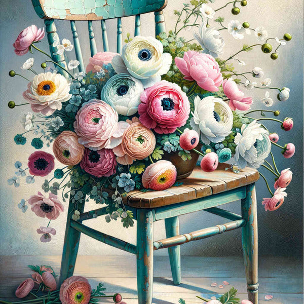 Paint by Numbers - Chair with Bouquet of Flowers