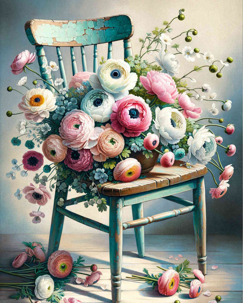 Paint by Numbers - Chair with Bouquet of Flowers