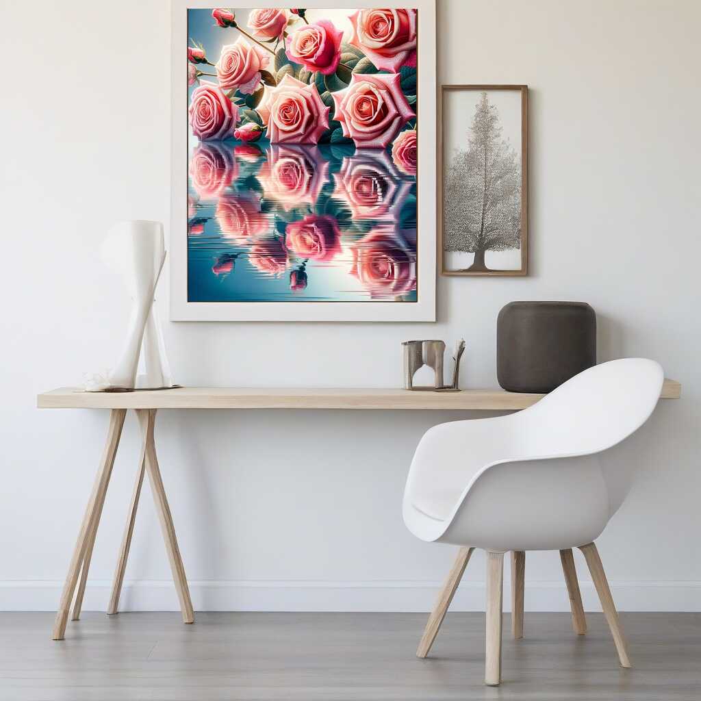Paint by Numbers - Pink roses on the water