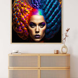 Diamond Painting - Rot Blaue Frisur - gedruckt in Ultra-HD - Menschen, Neu eingetroffen, Quadratisch