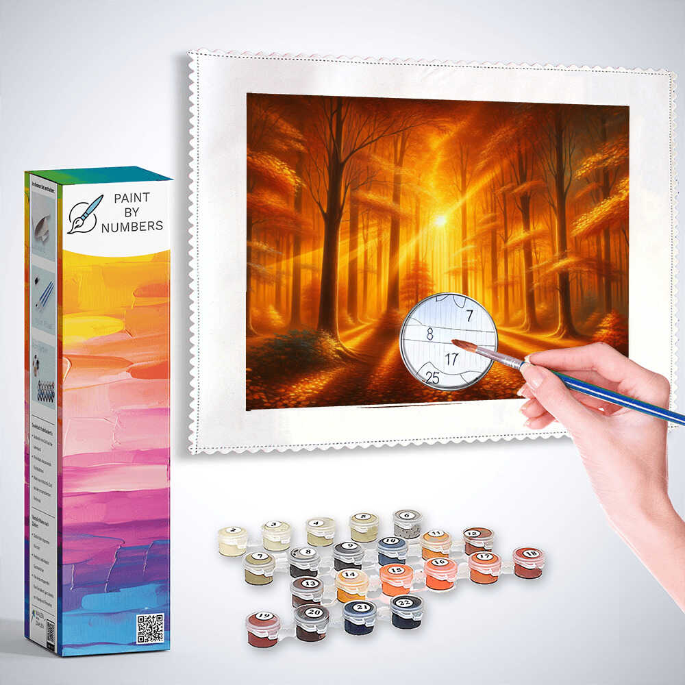 Paint by Numbers - Autumn forest, sun