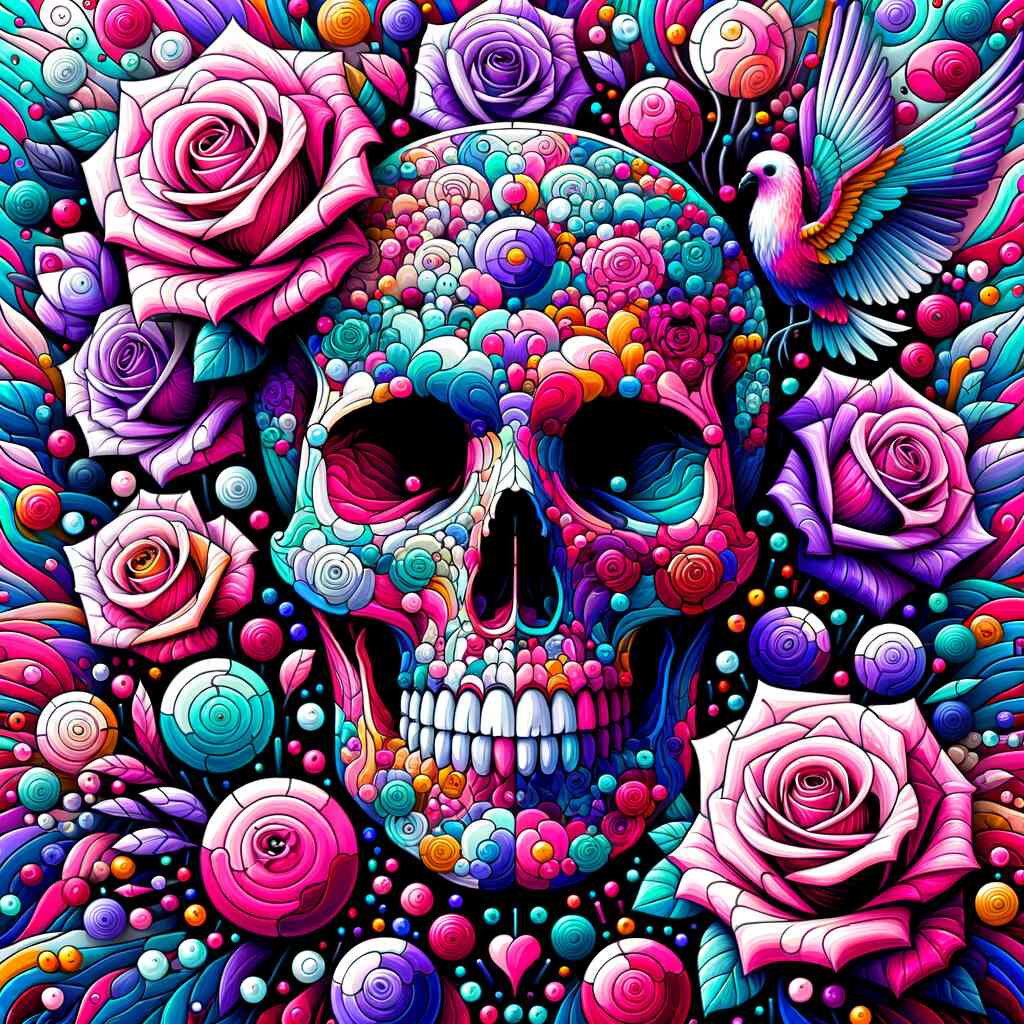 Paint by Numbers - Dead Head Colorful Drawing